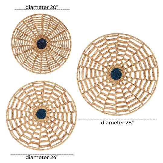 Set of 3 Brown Dried Plant Material Coastal Style Wall Decor, 28", 24", 20"